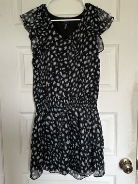 1. State Black Dress with White Feather Dot Print